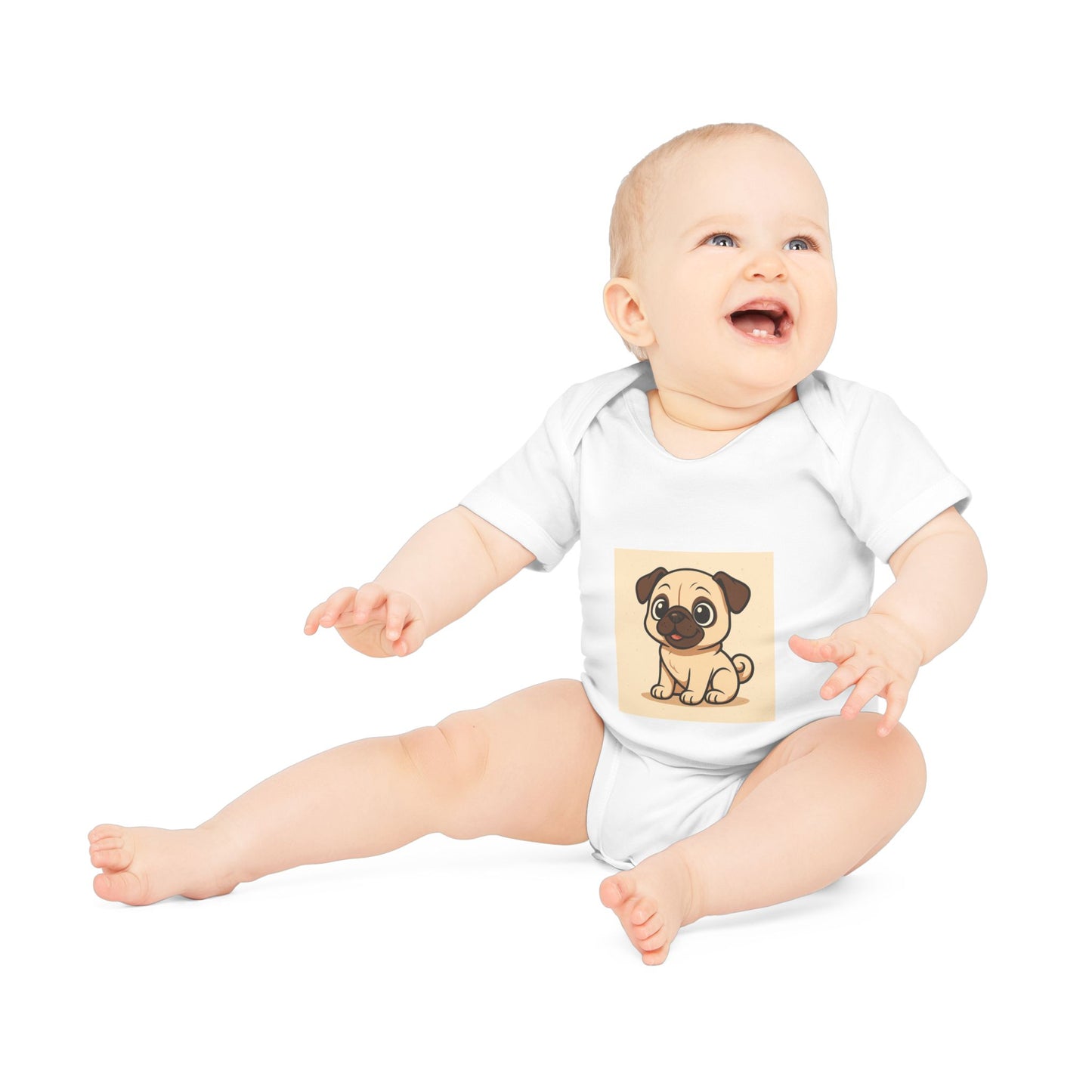 Cute Pug Baby Bodysuit - Organic Cotton Short Sleeve Infant Dress
