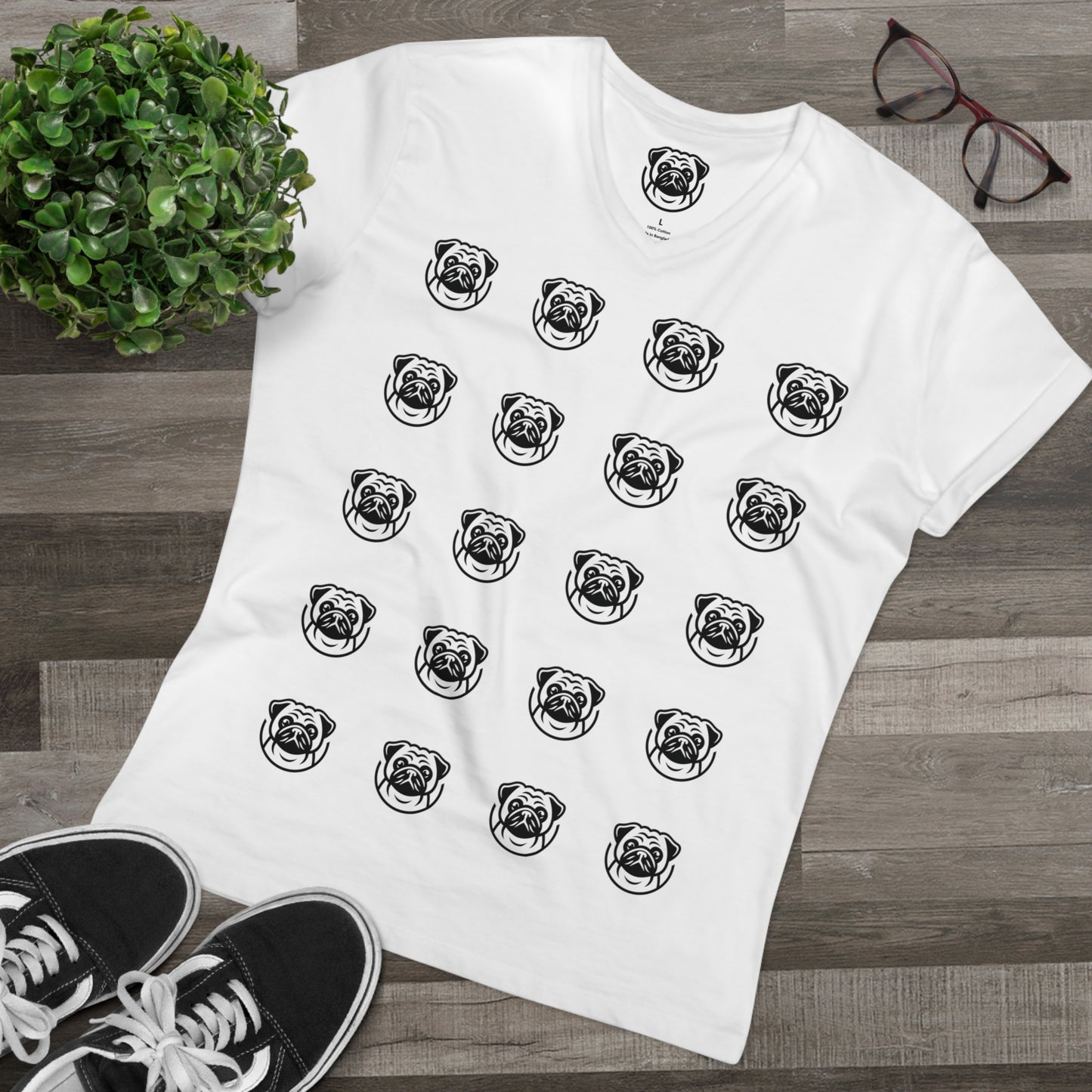 Men’s V-Neck T-Shirt with multi Logo Crazy Betty for Casual Wear