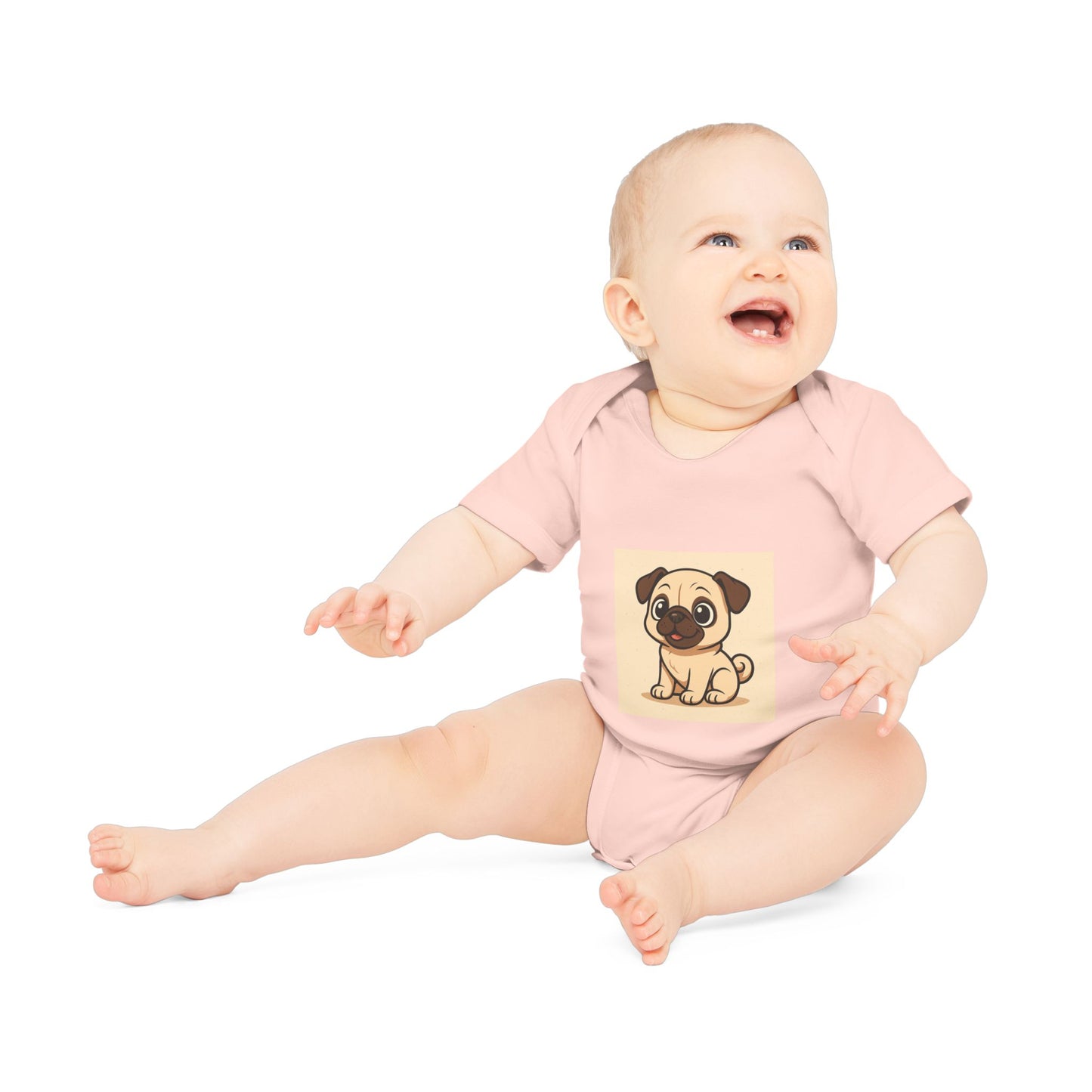Cute Pug Baby Bodysuit - Organic Cotton Short Sleeve Infant Dress