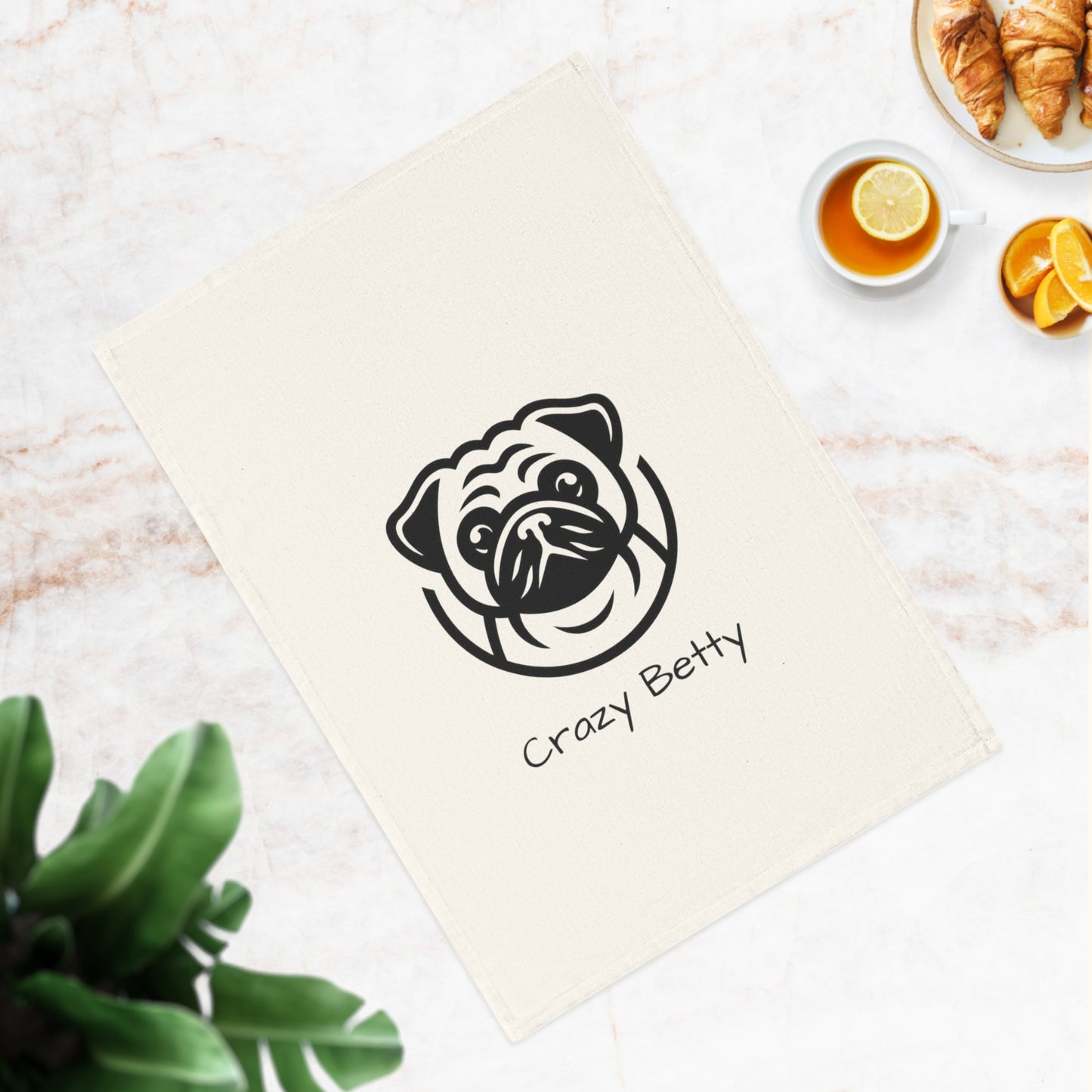 Funny Pug Cotton Tea Towel - Crazy Betty Kitchen Decor