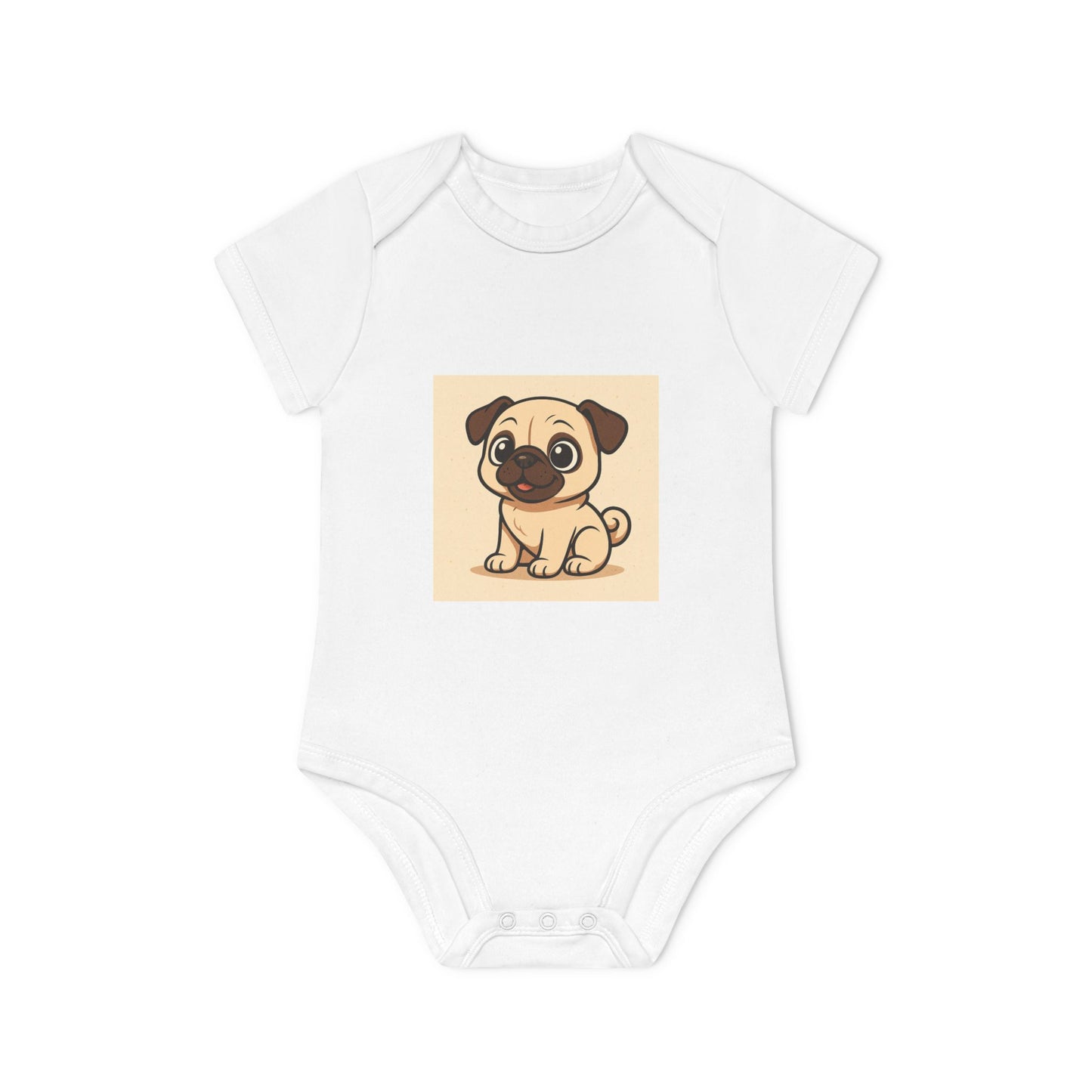 Cute Pug Baby Bodysuit - Organic Cotton Short Sleeve Infant Dress