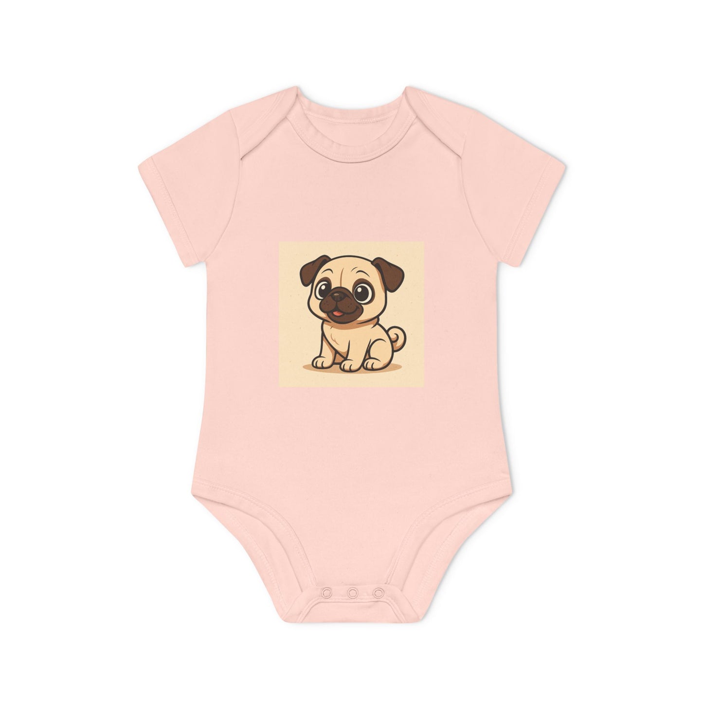 Cute Pug Baby Bodysuit - Organic Cotton Short Sleeve Infant Dress