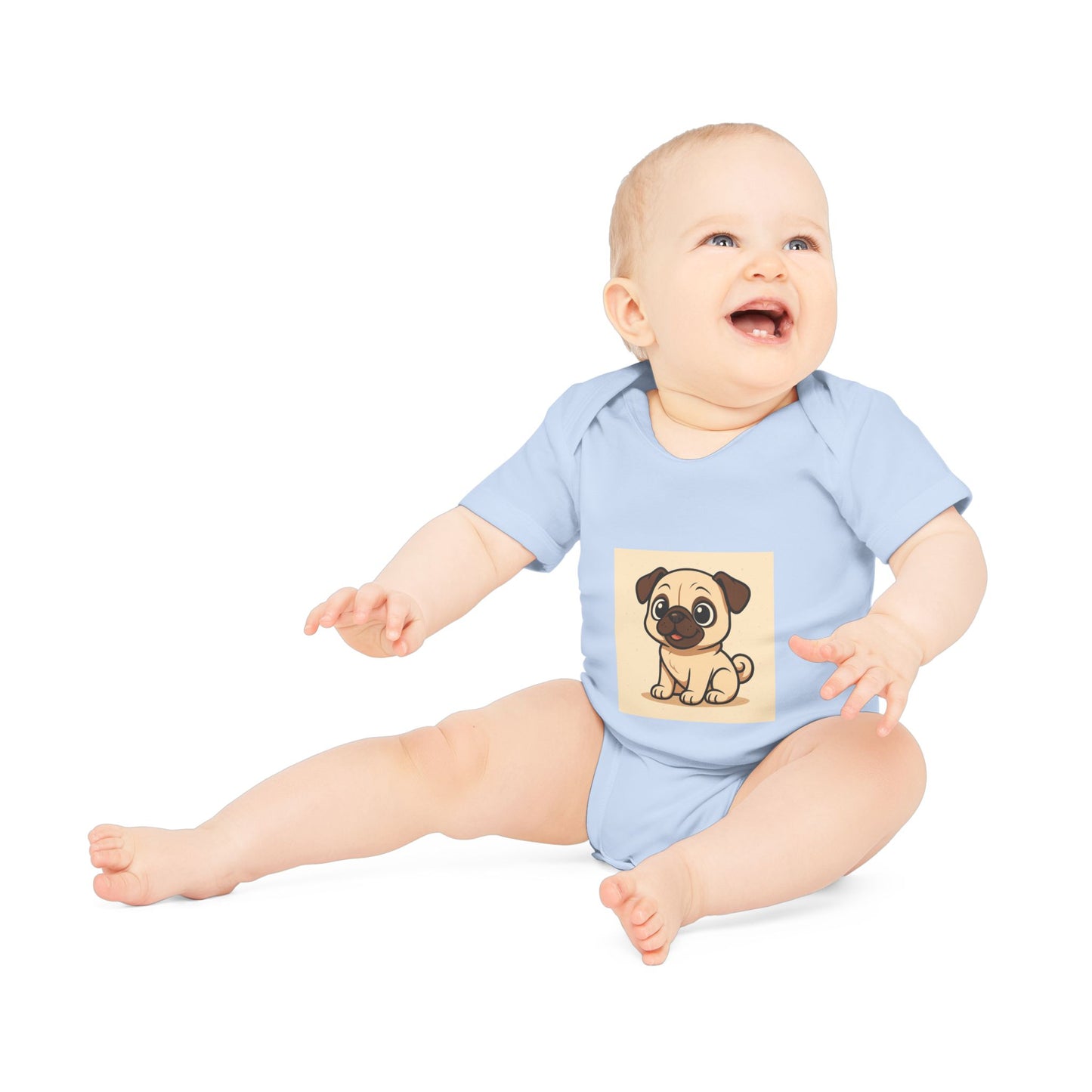 Cute Pug Baby Bodysuit - Organic Cotton Short Sleeve Infant Dress