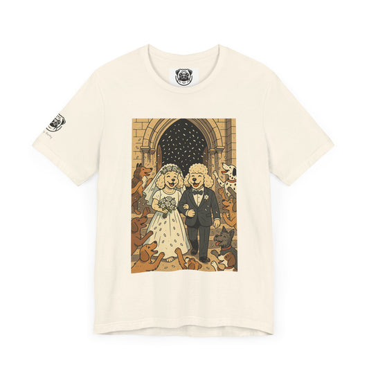 Unisex Whimsical Wedding T-Shirt - Celebrate Love with Playful Art