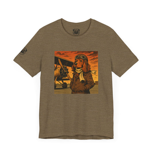 Unisex Pilot Dog Graphic Tee - Vintage Aviator Design