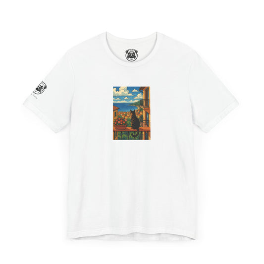 Unisex T-Shirt - Colorful Landscape with a Cat Design