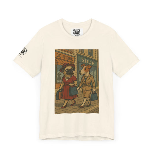 Unisex Stylish Dog Lovers Tee - Vintage Pug Shopping Design